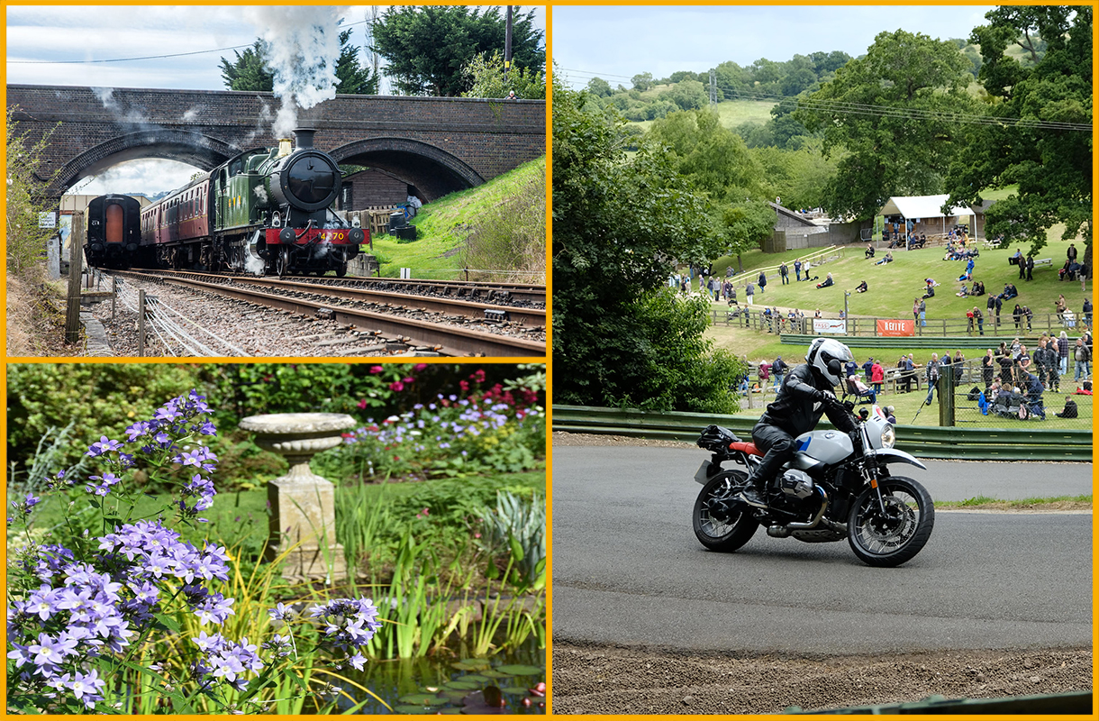 GWSR steam railway, Prestbury Open Gardens and Prescott Bike Fest